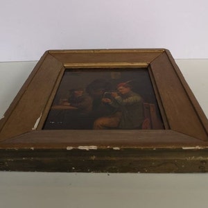 Manner Of ADRIAEN BROUWER Three Peasants Signed Oil On Copper, Dutch School Early 19th Century image 9