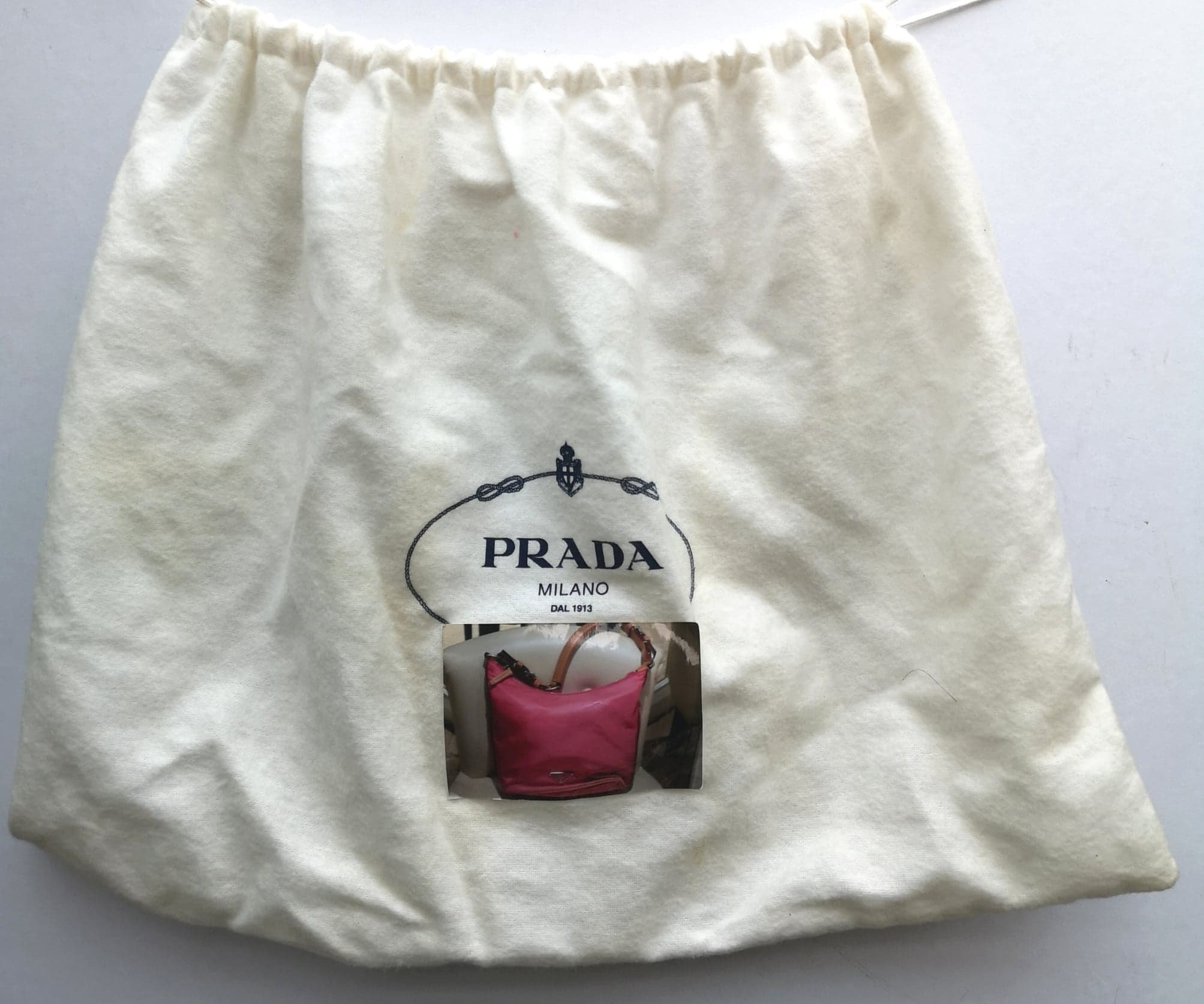 Vintage Prada Tessuto Mini-Hobo Bag in Leather Handle, Made in Italy