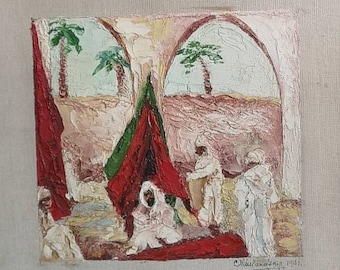 An Art Deco Period Orientalist Oil Painting  Souk El Attarin Tunis, Oil On Canvas Board, Circa 1931