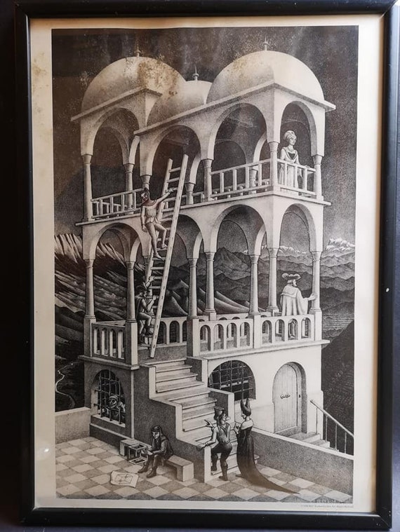 M.C. ESCHER DUTCH 18981972 1958 Belvedere Print By M.C