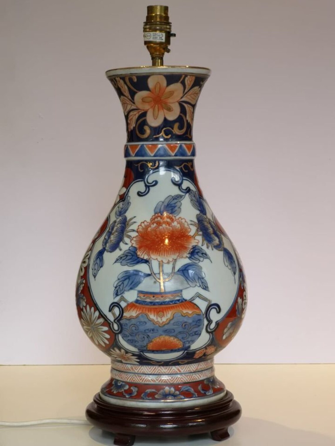 Imari Orange And Blue Porcelain Vase Mounted & Wired As A Etsy