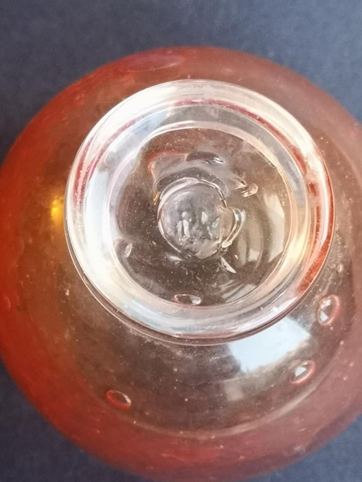 Highly Collectable Signed Hand Blown Murano Red Goblet With Rough