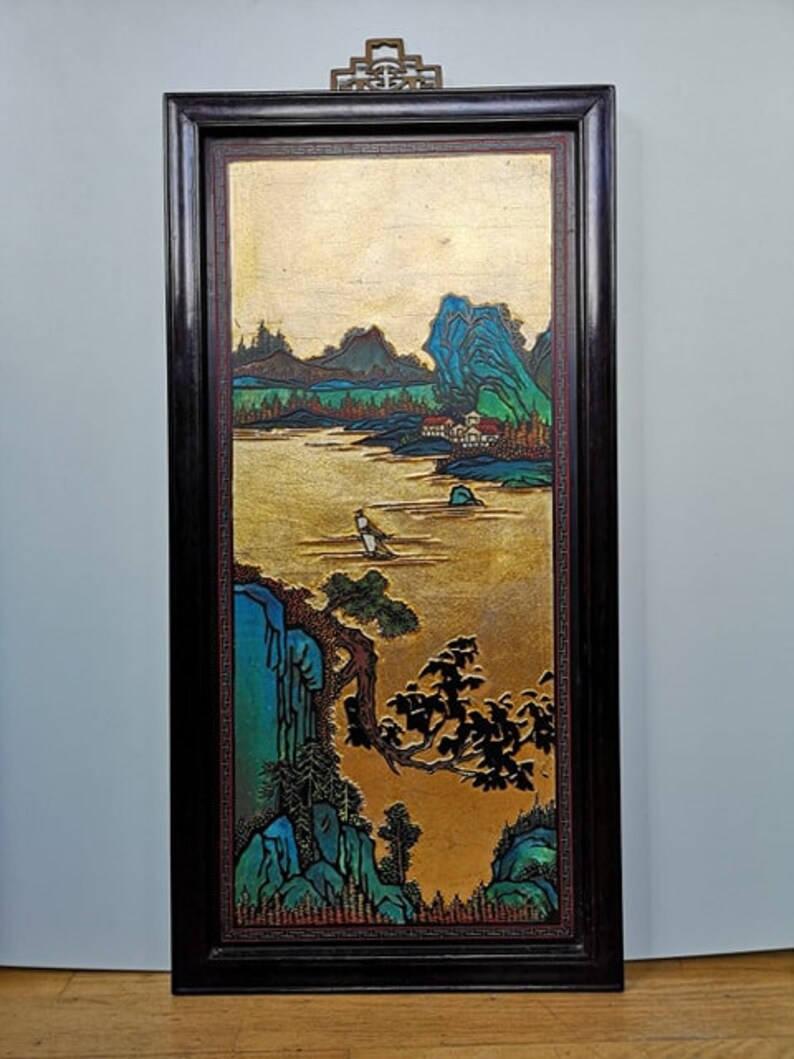 Antique Set of Japanese Gold Leaf Four Panel Coromandel Wall Etsy