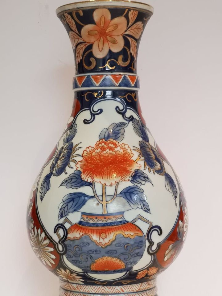 Imari Orange and Blue Porcelain Vase Mounted & Wired as A Etsy UK