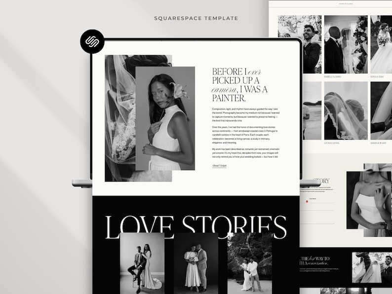 Squarespace website-sjabloon: Portfolio voor bruidsfotografen, familiefotografen, elegante evenementenplanning afbeelding 5