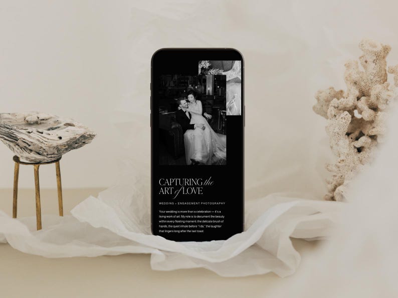 Squarespace website-sjabloon: Portfolio voor bruidsfotografen, familiefotografen, elegante evenementenplanning afbeelding 10