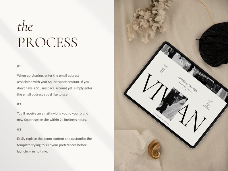 Squarespace website-sjabloon: Portfolio voor bruidsfotografen, familiefotografen, elegante evenementenplanning afbeelding 14