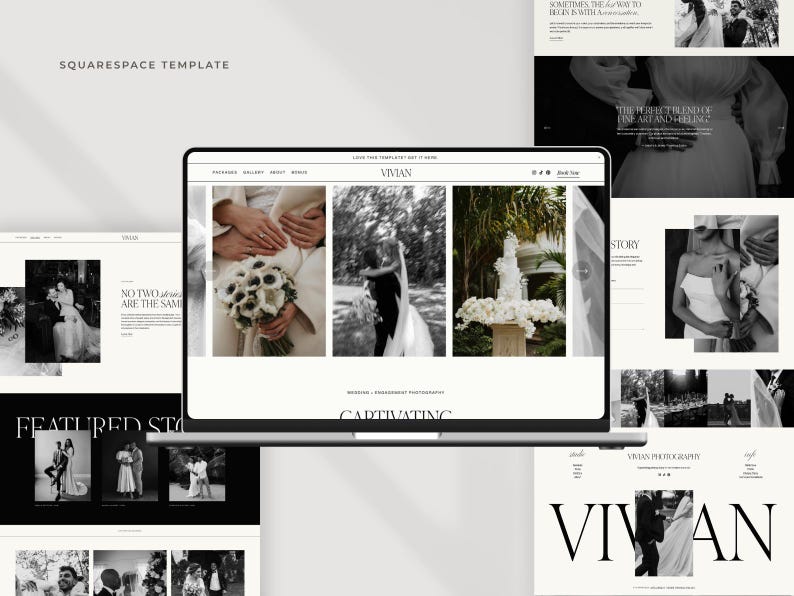 Squarespace website-sjabloon: Portfolio voor bruidsfotografen, familiefotografen, elegante evenementenplanning afbeelding 12