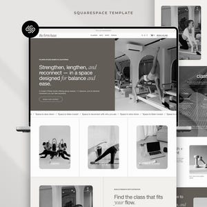 Squarespace 7.1 Pilates Website Template, Yoga + Fitness Studio Website, For Personal Training + Health Coaches