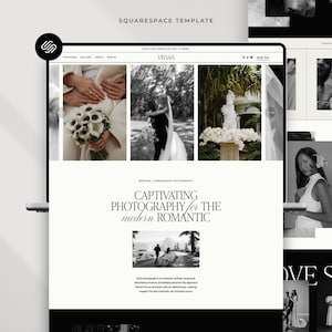 Modello di sito web Squarespace: Portfolio per fotografo di matrimoni, fotografo di famiglia, organizzazione di eventi eleganti