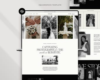Modèle de site web Squarespace : Portfolio de photographe de mariage, Photographe de famille, Organisation d’événements élégants