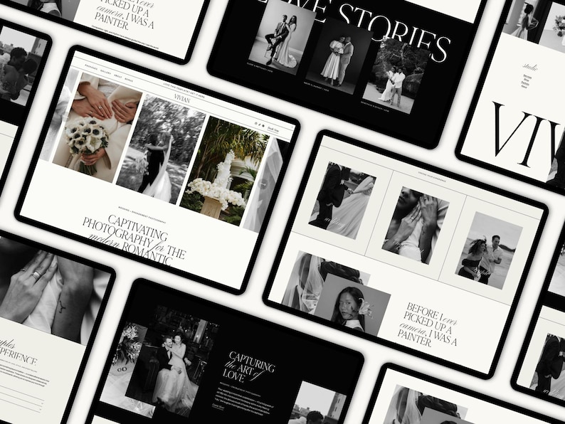 Squarespace website-sjabloon: Portfolio voor bruidsfotografen, familiefotografen, elegante evenementenplanning afbeelding 11