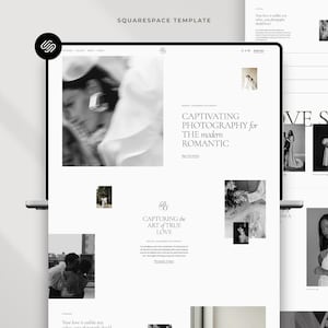 Modello di sito web Squarespace: Portfolio per fotografo di matrimoni, fotografo di famiglia, organizzazione di eventi eleganti