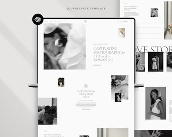 Squarespace Website Template: Wedding Photographer Portfolio, Family Photographer, Elegant Event Planning