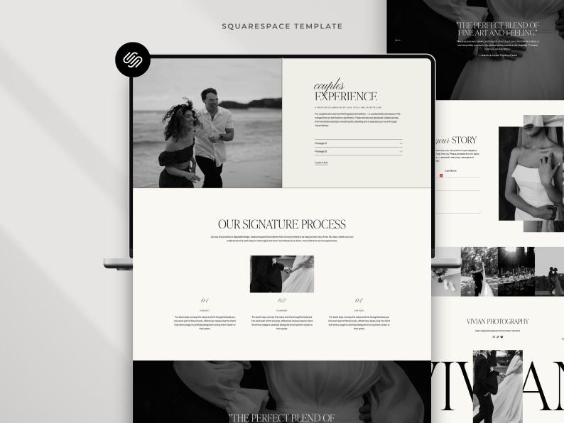 Squarespace website-sjabloon: Portfolio voor bruidsfotografen, familiefotografen, elegante evenementenplanning afbeelding 4