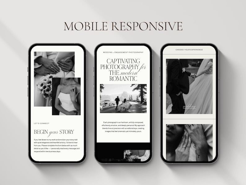 Squarespace website-sjabloon: Portfolio voor bruidsfotografen, familiefotografen, elegante evenementenplanning afbeelding 7