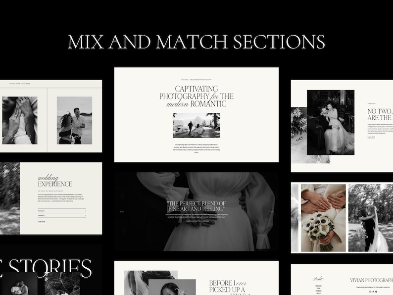 Squarespace website-sjabloon: Portfolio voor bruidsfotografen, familiefotografen, elegante evenementenplanning afbeelding 17