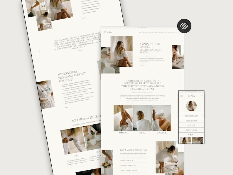 Squarespace Website Template For Coaches, Therapists, Counsellors, Minimalist Coach & Wellness Website Design Bild 2