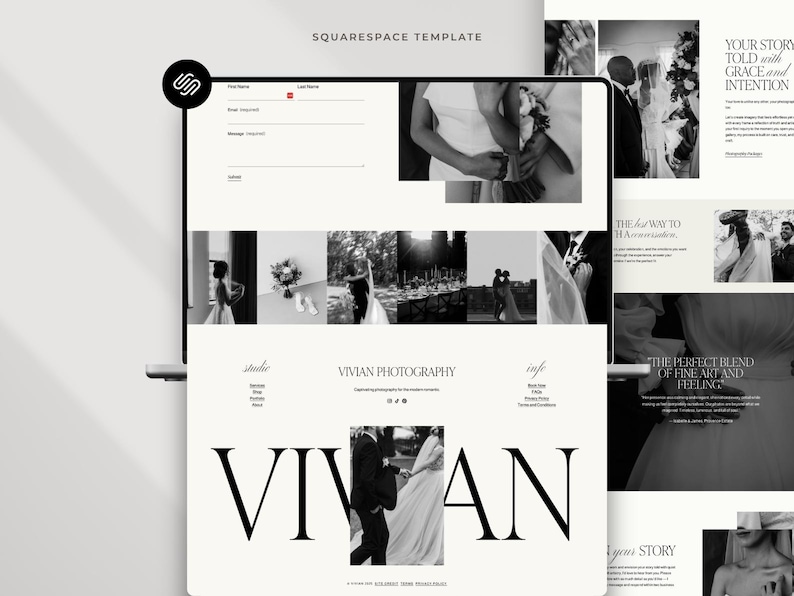 Squarespace website-sjabloon: Portfolio voor bruidsfotografen, familiefotografen, elegante evenementenplanning afbeelding 6