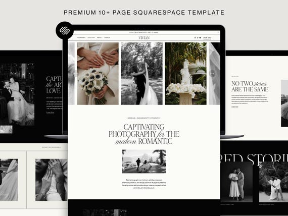 Squarespace Website Template: Wedding Photographer Portfolio, Family Photographer, Elegant Event Planning