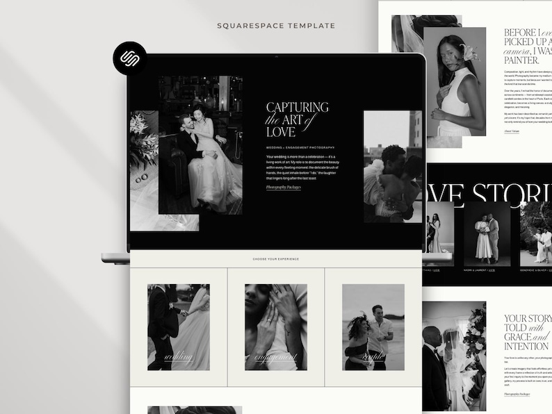 Squarespace website-sjabloon: Portfolio voor bruidsfotografen, familiefotografen, elegante evenementenplanning afbeelding 2
