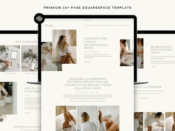 Squarespace Website Template For Coaches, Therapists, Counsellors, Minimalist Coach & Wellness Website Design