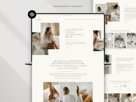 Squarespace Website Template For Coaches, Therapists, Counsellors, Minimalist Coach & Wellness Website Design
