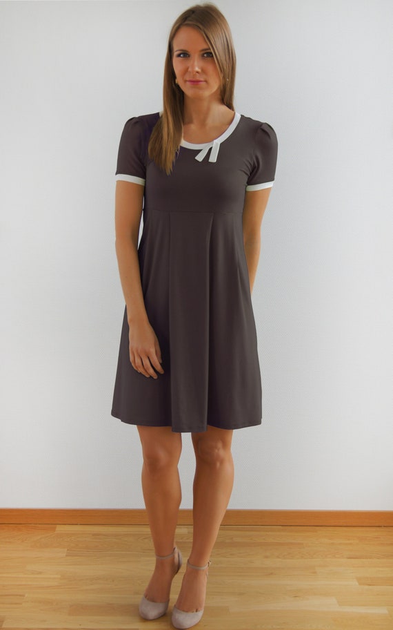 Dress Taupe Cream Figure-flattering A-line Length of Your Choice - Etsy