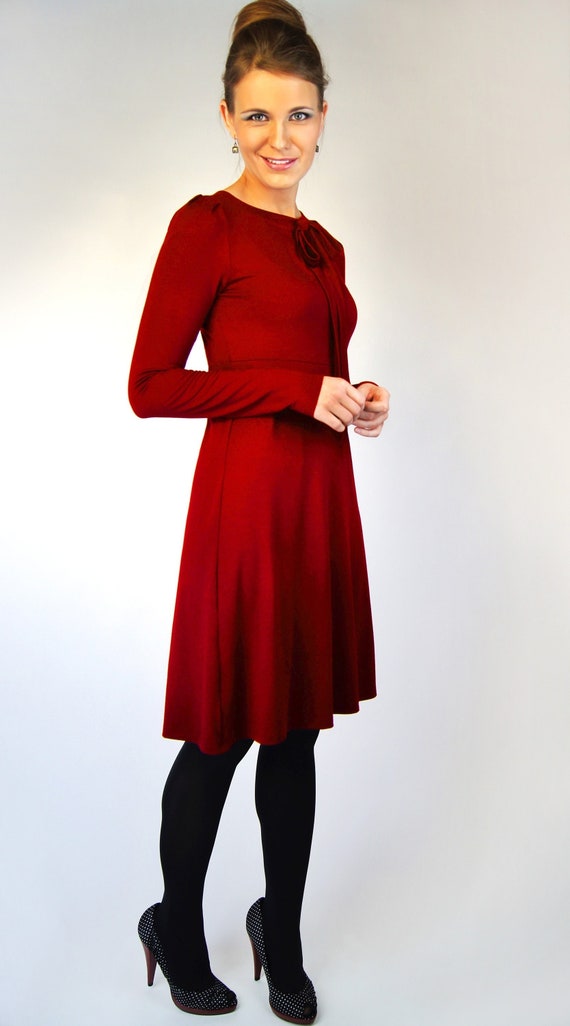Bow Dress AVA Dark Red - Etsy