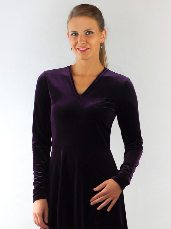 dark purple skater dress Witchy Velvet Dark Purple Skater Dress with