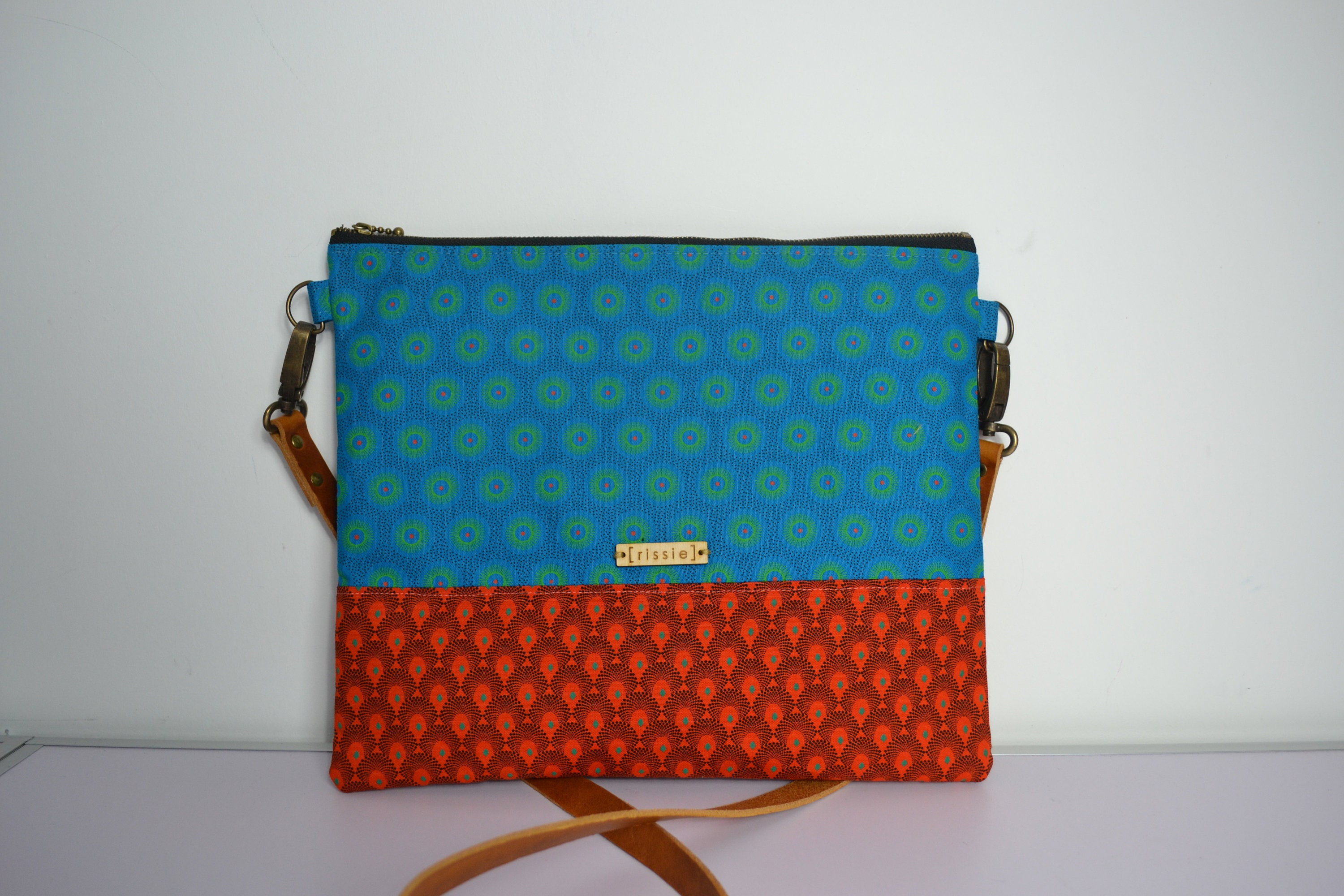 African Fabric Cross Body Bag for Women With Brown Leather Etsy UK