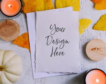 Download Free Digital Mockup | Card Mockup | Flat Lay | Rustic Fall Mockup | Instant Download! PSD Template
