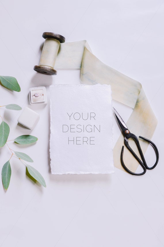 Digital Mockup Wedding Card Mockup Flat Lay