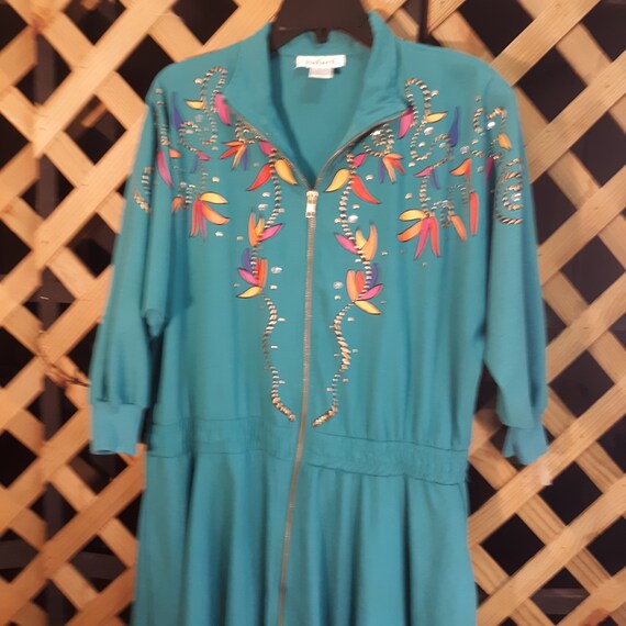 EYE CATCHING DECORATIVE Shirtwaist Dress size L w… - image 1