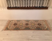 Hallway Runner Rug small 2 39 7 39 39 x6 39 4 39 39 Vintage rug Natural Color Old Oushak Rug Nomad Area Turkish wool Natural Dyes KH085