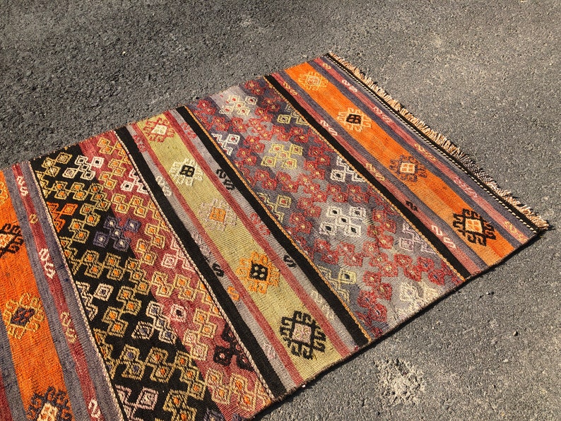 Small Turkish Rug Doormat Bath Rug Small Boho Rug Turkish Kilim Kilim rug |2.7x5 feet Small Oriental rug Handmade Rug