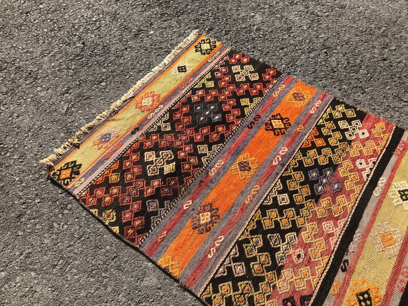 Small Turkish Rug Doormat Bath Rug Small Boho Rug Turkish Kilim Kilim rug |2.7x5 feet Small Oriental rug Handmade Rug