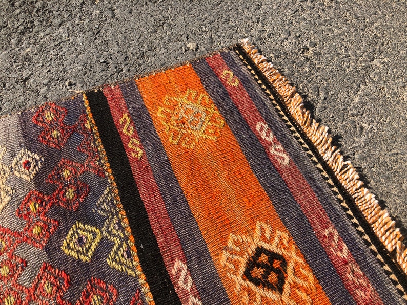 Small Turkish Rug Doormat Bath Rug Small Boho Rug Turkish Kilim Kilim rug |2.7x5 feet Small Oriental rug Handmade Rug
