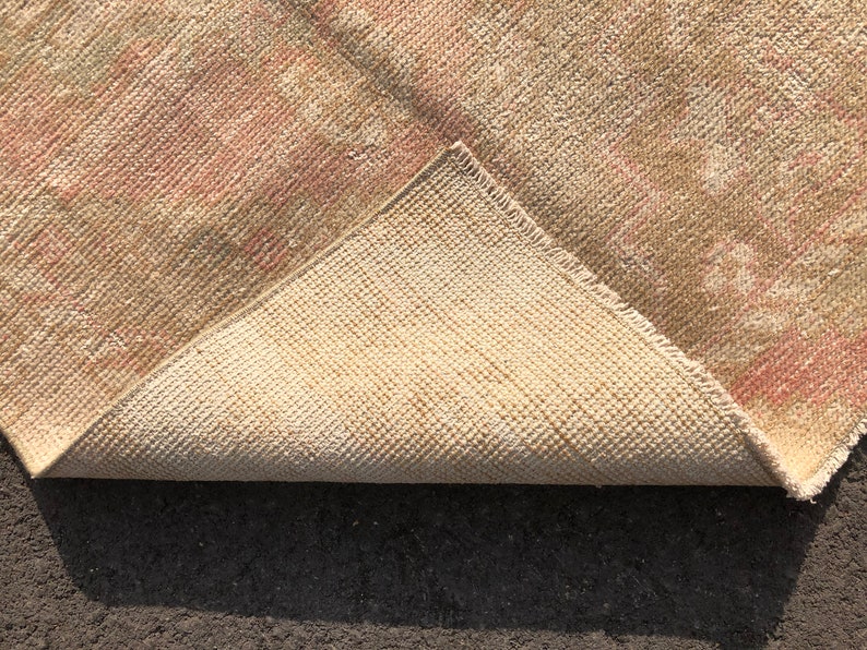 Pastel runner rug Anatolian runner rug wool rug 3 x 8.9 feet |Oushak Runner Rug |Beige runner Distressed runner hallway runner rug