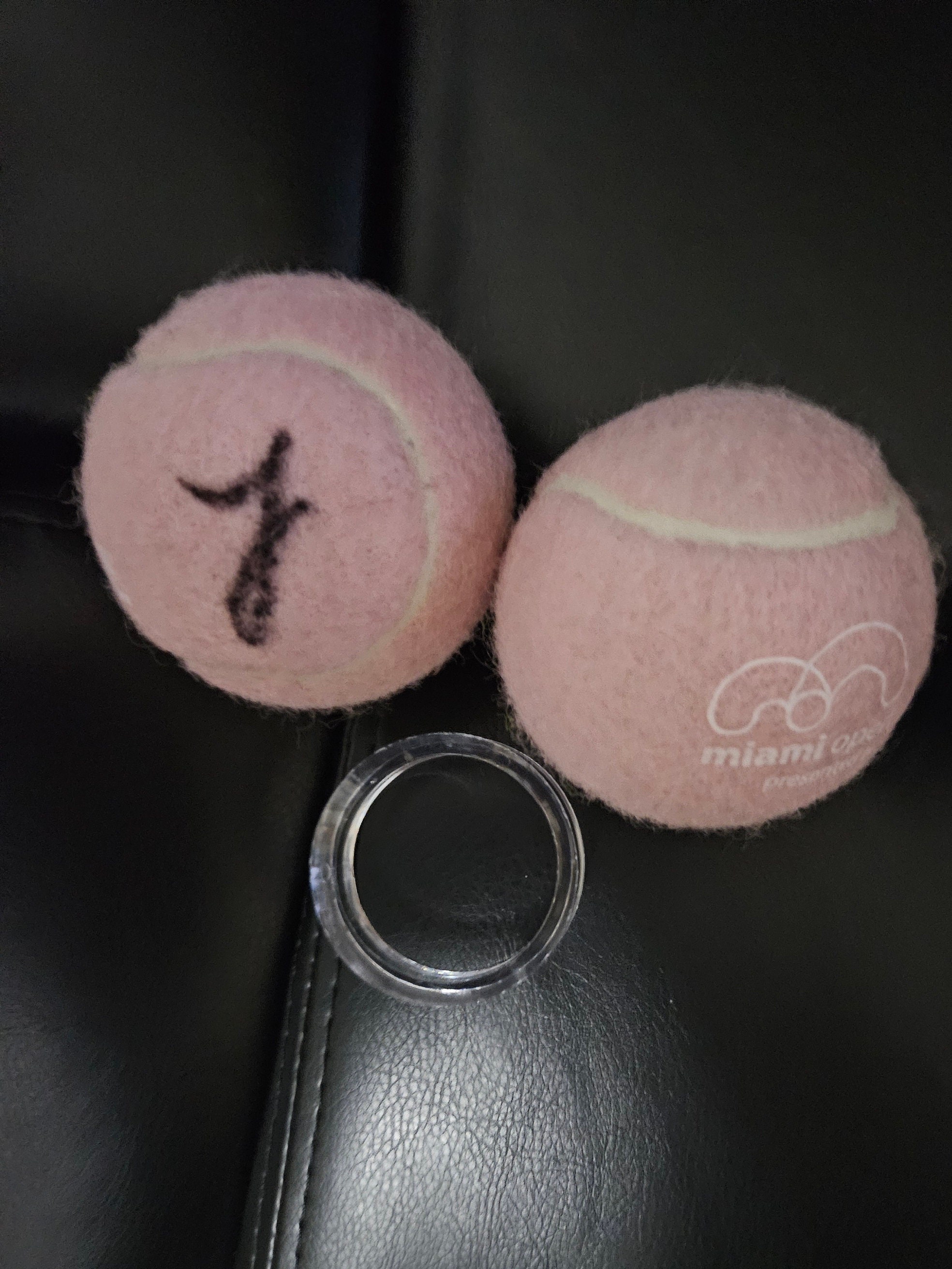 JANNICK SINNER Autographed MIAMI Open Pink tennis ball plus free  handmade ball stand.