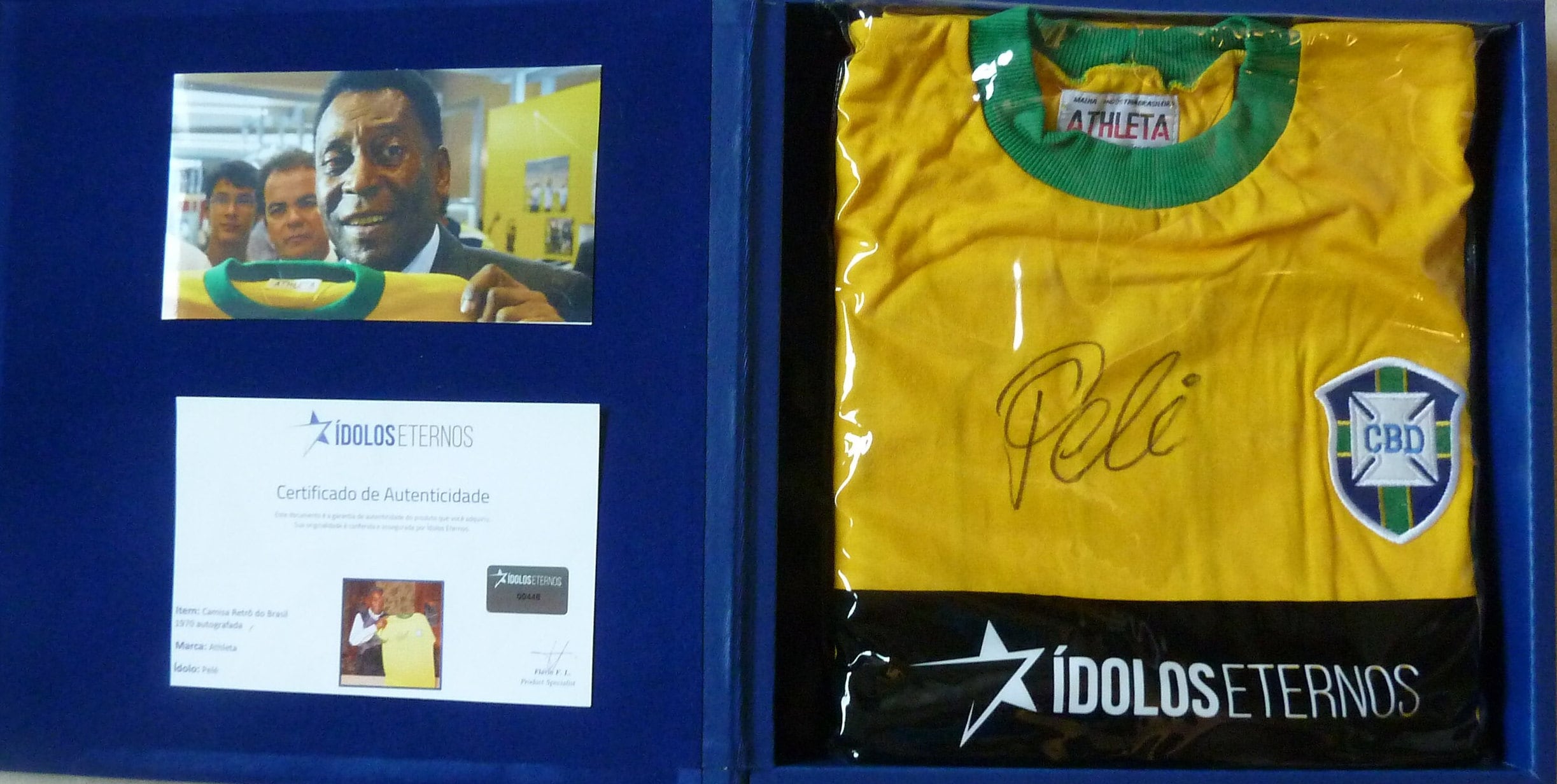 PELE' Autographed Deluxe Original ATHLETA Brasil Soccer Jersey in