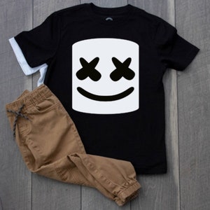 Marshmello Kids T-Shirt - Marshmallow DJ Youth Shirt or Hoodie - Long or Short Sleeved Glow or White