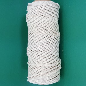 Cotton Cord 4 mm /200 m Natural Cord Twisted for Macrame