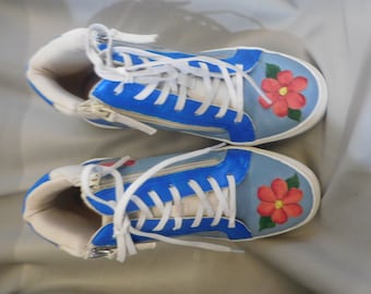 Hand painted high top flower sneakers for teen girls