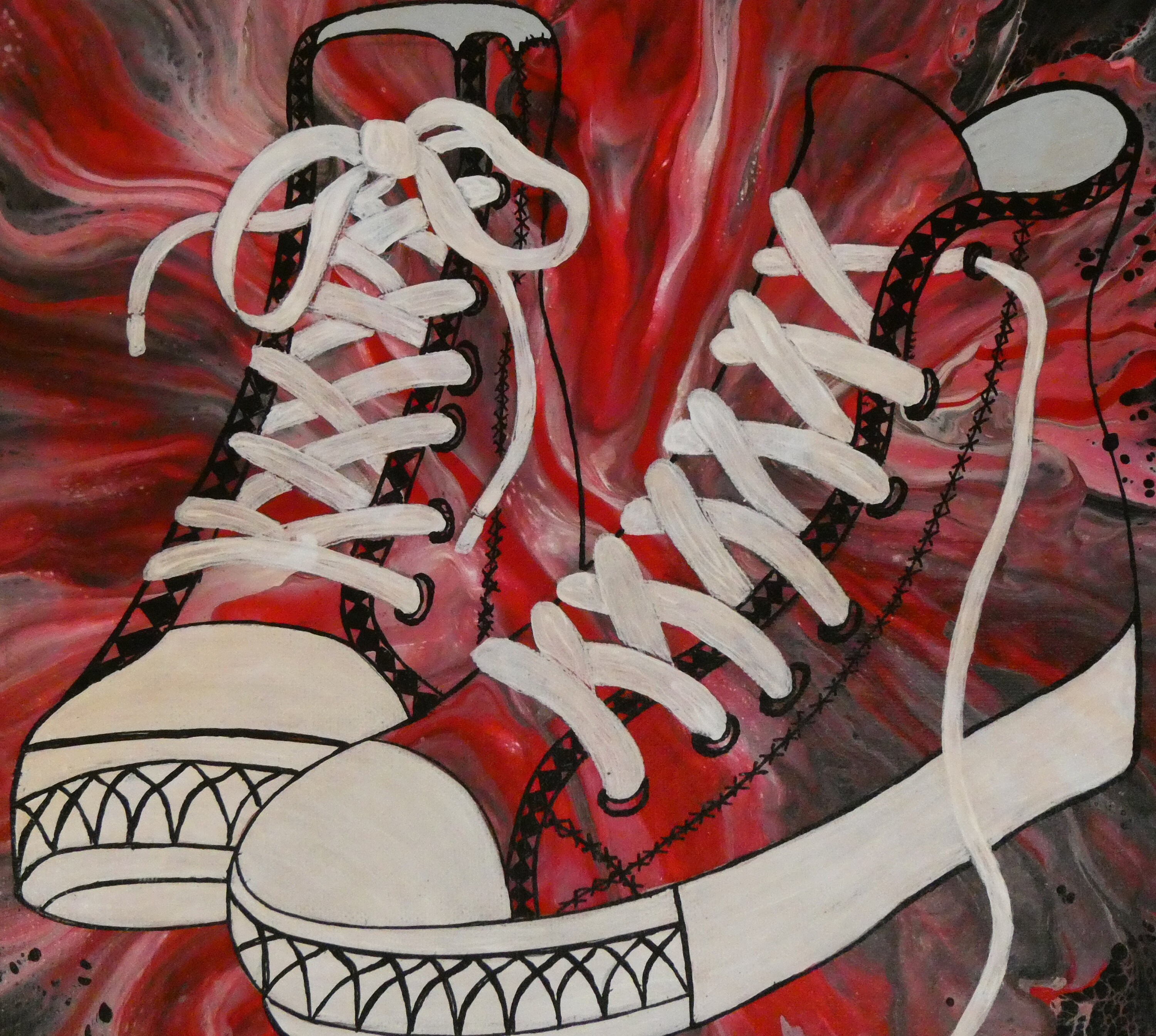 Red sneakers acrylic painting on canvas for kids room artwork Etsy
