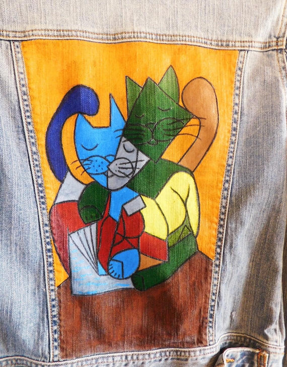 Cats Denim Jacket for Teen Girls Abstract Cats Streetwear Jackets Hollister Jacket for Young Adults Wearable Art Handpainted Cat Jacket Etsy Canada