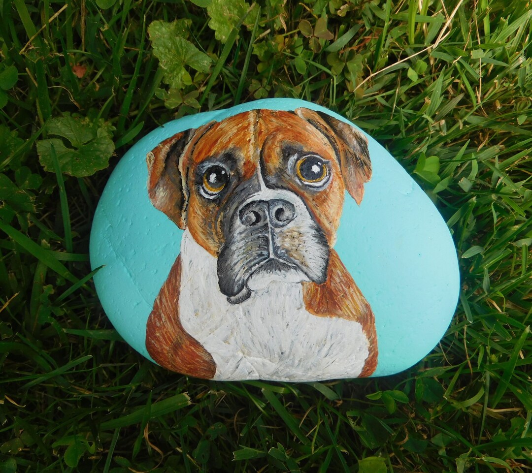 Boxer Dog Painted Rocks, Realistic Original Art, Hand-painted Animal ...