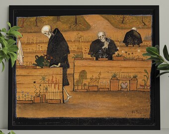 Macabre Goth Decor, Garden of Death UNCROPPED Wall Art Print, Skull Skeleton Poster, Dark Academia Aesthetic Gothic Home Decor, Hugo Simberg