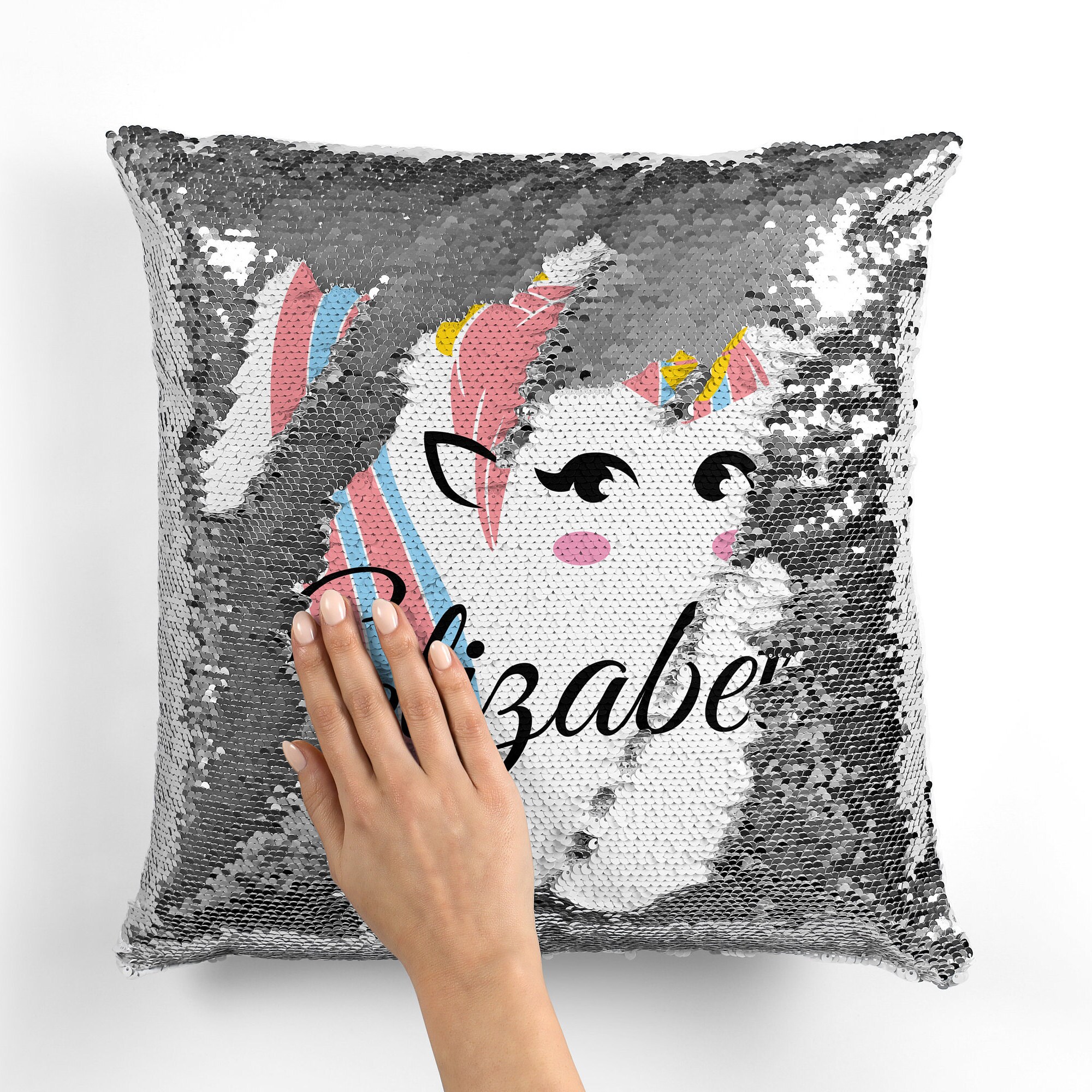 Unicorn Sequin Pillow Personalized Reversible Sequins Pillow Etsy