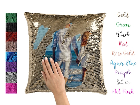 sequin pillow with picture